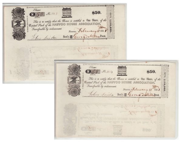 Nauvoo House Association Stock Certificates